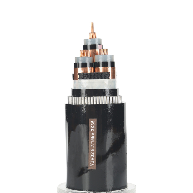 Câble d'alimentation isolé Triple Core XLPE avec armoure en fil d'acier pour les applications de tension moyenne